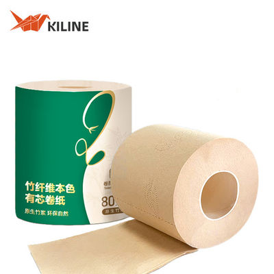 4 Ply Soft Unbleached Bamboo Tissue Paper Roll Water Soluble Embossed Brown Color