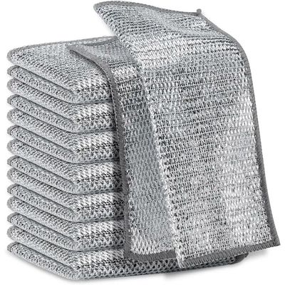 Good price KILINE Multipurpose Kitchen Supplies Microfiber Wire Dishcloth Non Scratch Layer Double Sided Silver Cleaning Cloths online